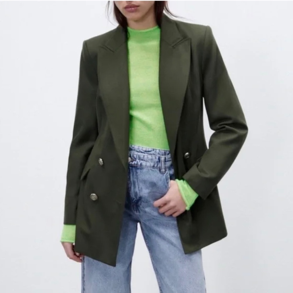 Zara Double Breasted Tailored Blazer with Buttons front pockets NWT size XL